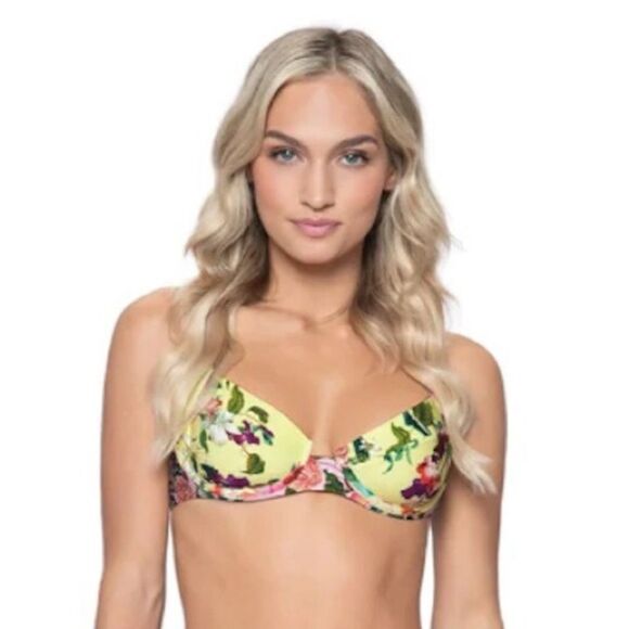 PQ Swim NWT Perla halter top in hibiscus size S - Picture 2 of 4